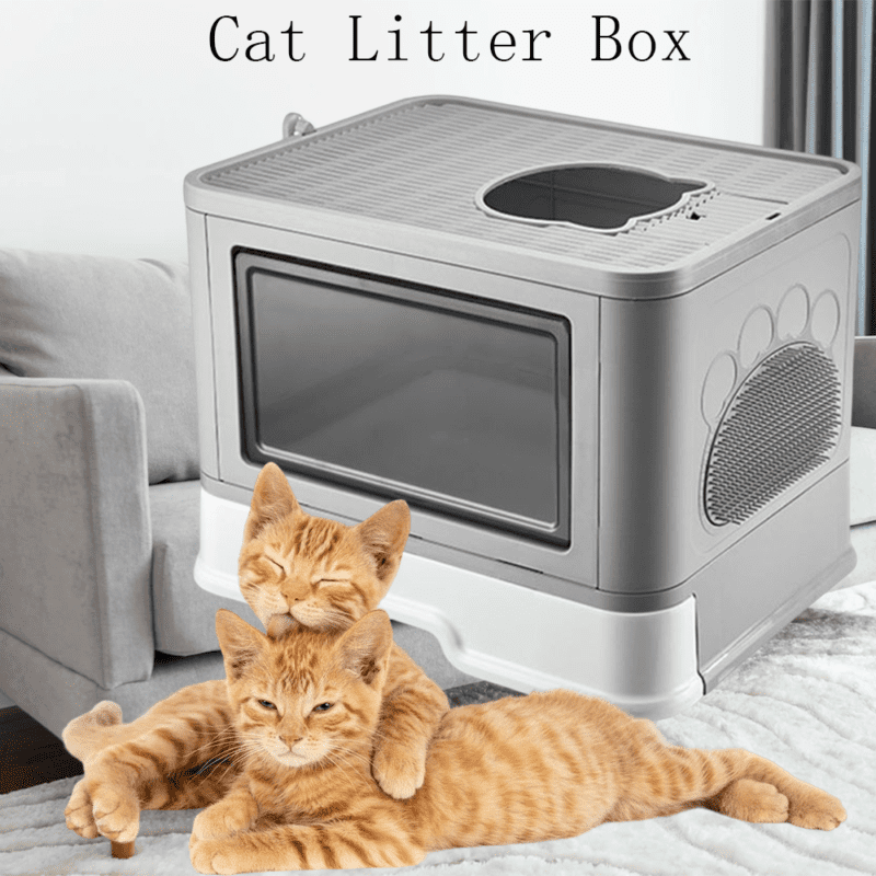 Jacgood Cat Litter Box Foldable Cat Big Litter Tray Box Sturdy Fully Enclosed Toilet