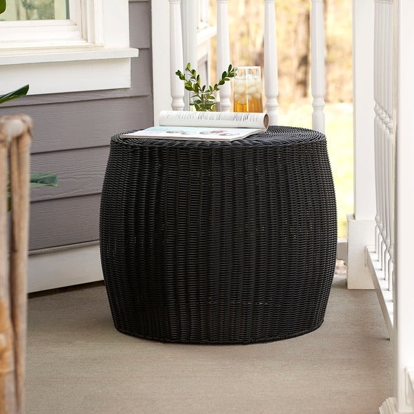 Household Essentials Indoor/Outdoor Resin Wicker Storage Side Table