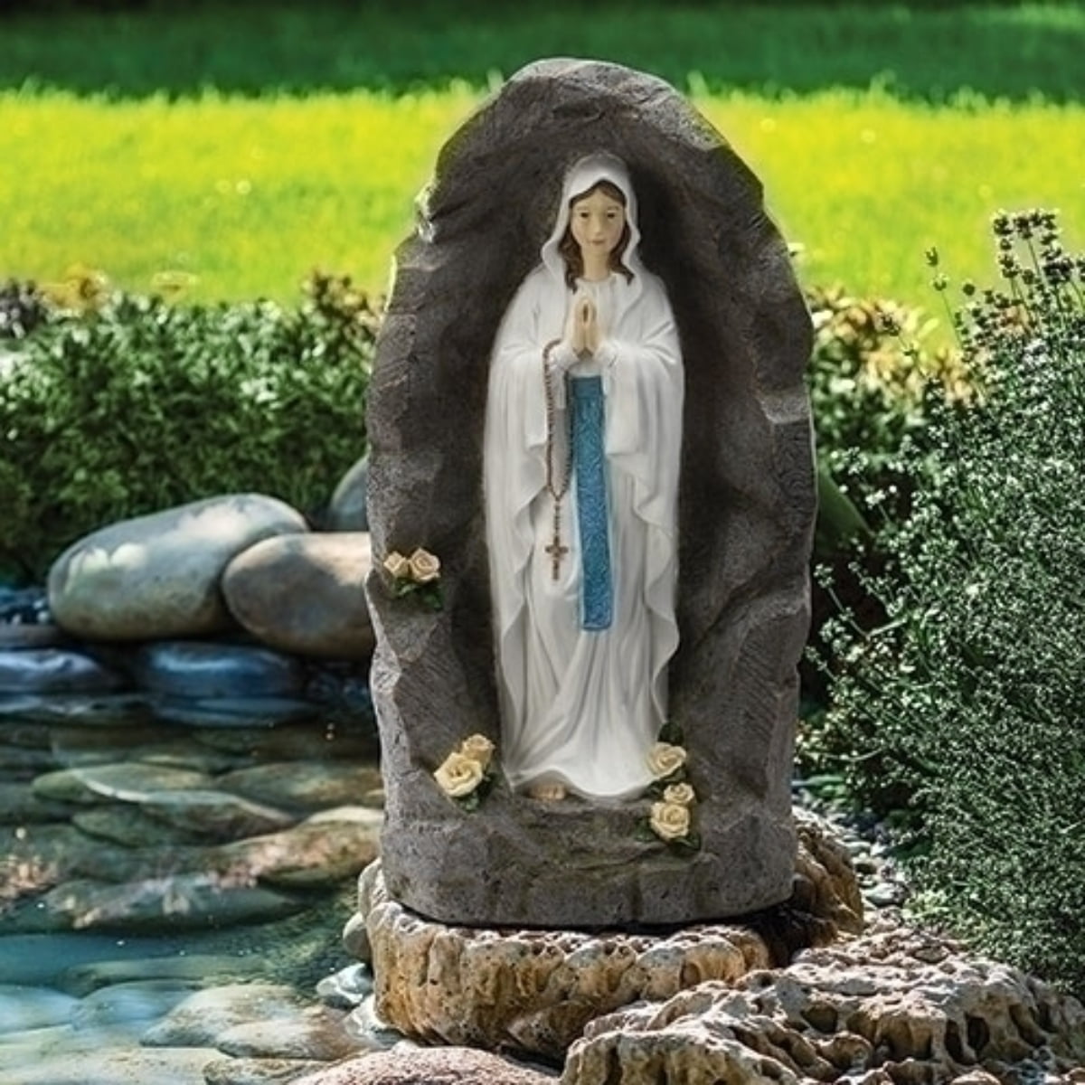 35.5" Our Lady of Lourdes Grotto Outdoor Garden Statue