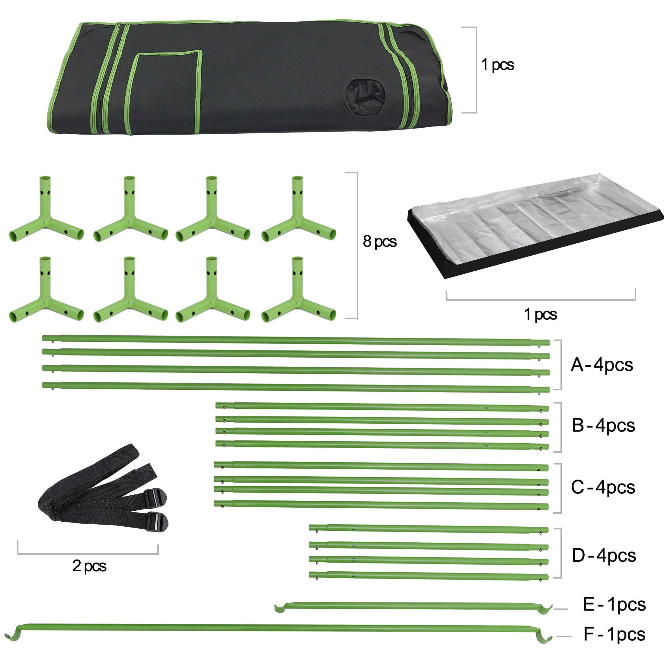 HomGarden 48'' L x 24'' W x 60'' H Indoor Hydroponic Grow Tent High Reflective Mylar W/ Observation Window， Floor Tray