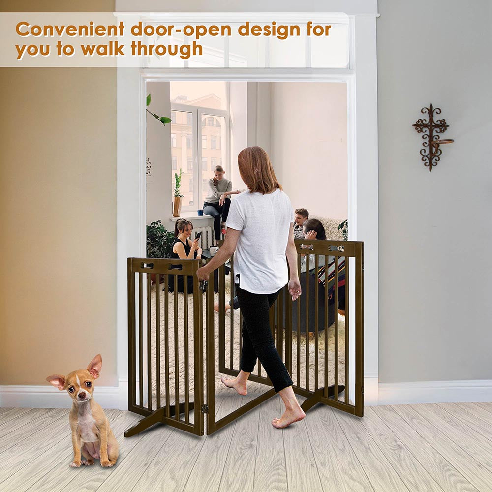 Yescom 3-Panel Folding Wood Pet Gate Grate Baby Barrier 60x36in