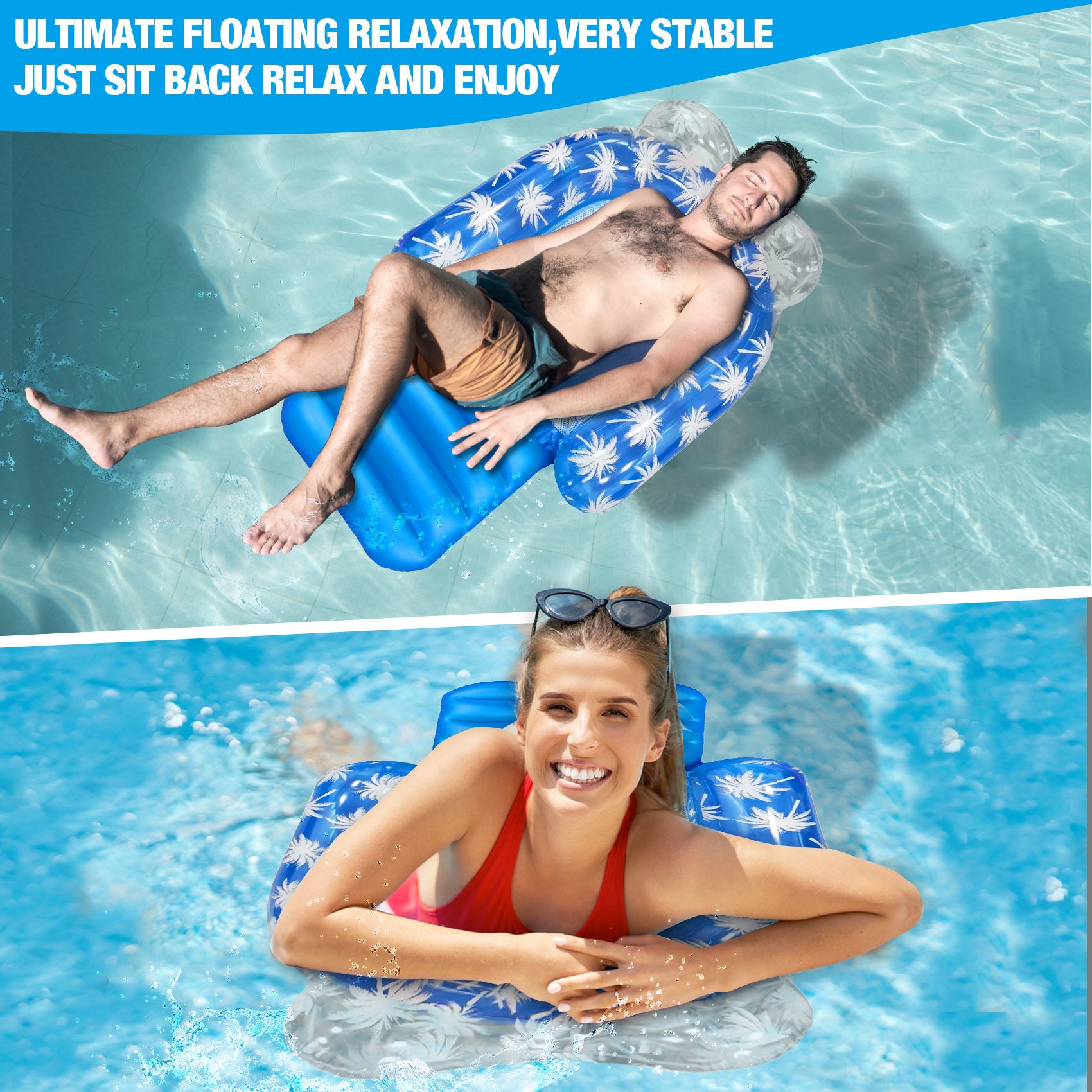 Beiou Classic Inflatable Swimming Pool Float for Adults , 51 inch Load 260lbs- Blue