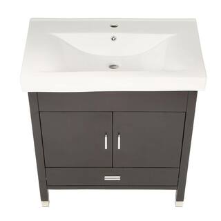 Bellaterra Home Odessa S 32 in. W Single Vanity in Black with Porcelain Vanity Top in White BT3107-S