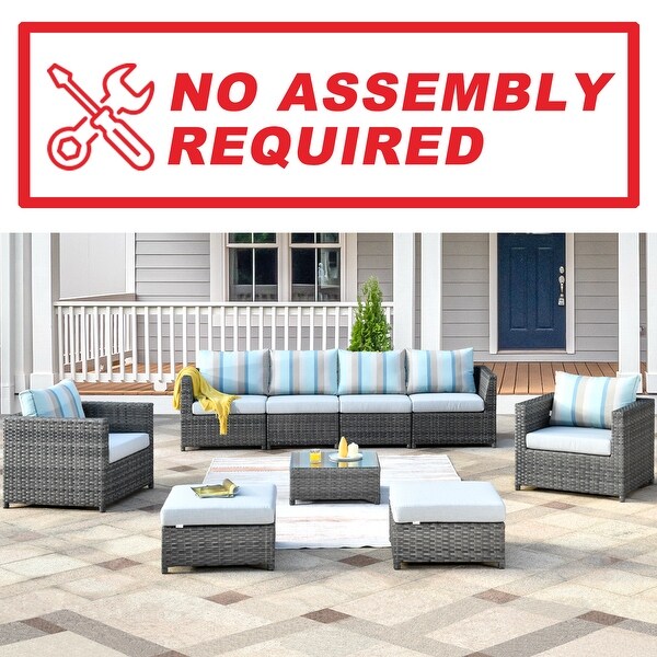 OVIOS Sunbrella Fabric Patio 9and12 Pieces Outdoor Sectional Set