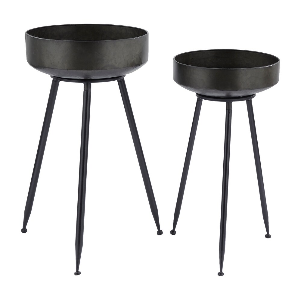 Black Metal Indoor Outdoor Planter (Set of 2)   S/2 30\