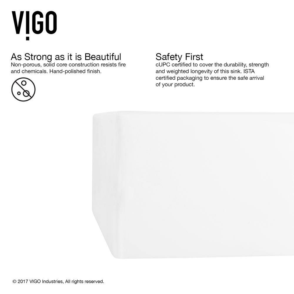 VIGO Dianthus Modern White Matte Stone 15 in. L x 15 in. W x 5 in. H Square Vessel Bathroom Sink VG04001