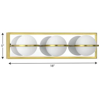 Progress Lighting Pearl LED Collection 3-Light Satin Brass Opal Glass LED Modern Wall Light P300312-012-30