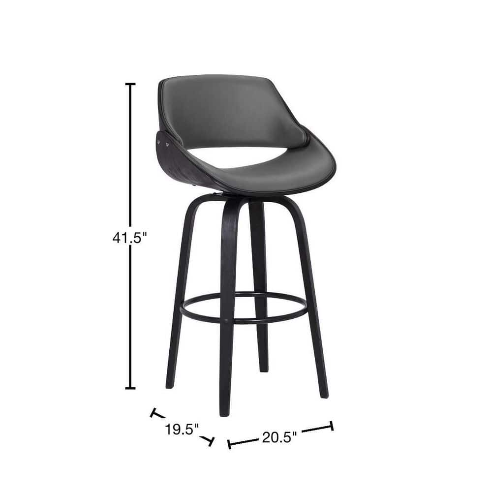 Armen Living Mona 41.5 in. Black Brush Grey Bar Stool LCMNBABLGR30