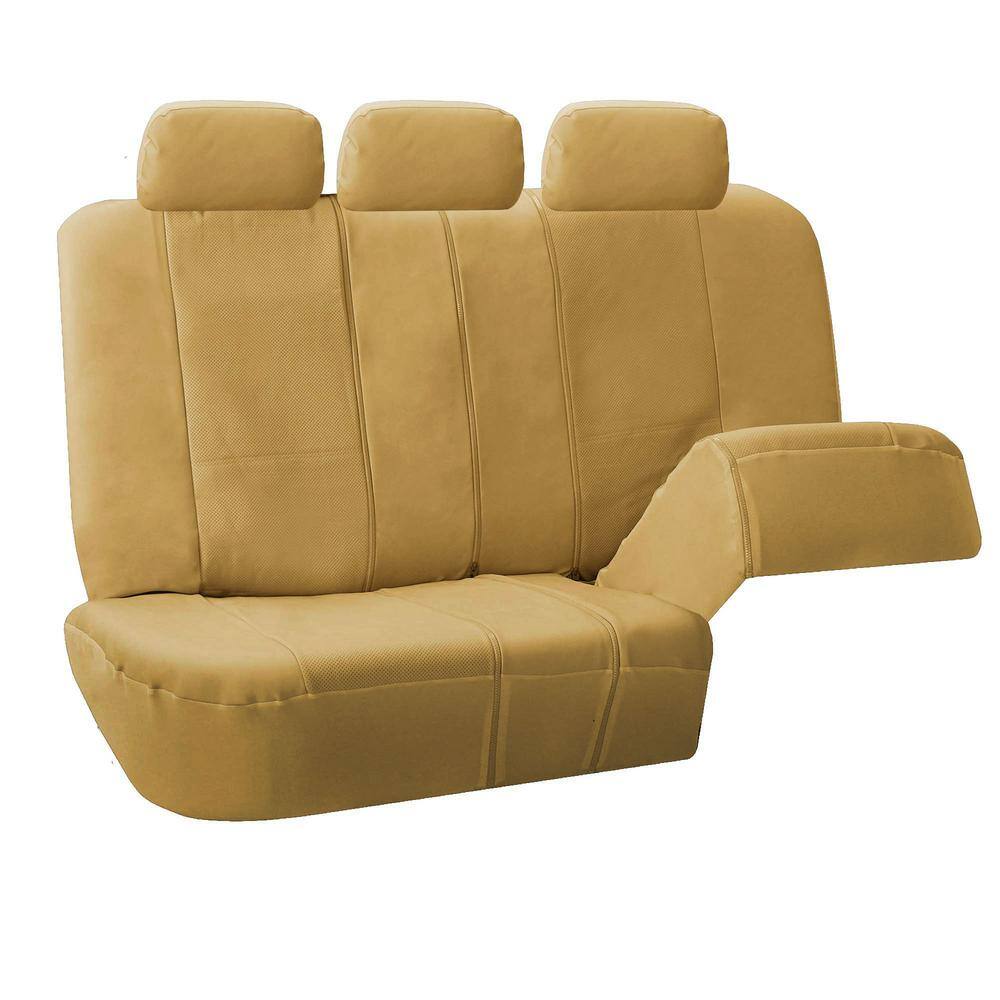 FH Group Deluxe Leatherette 47 in. x 23 in. x 1 in. Full Set Seat Covers DMPU007BEIGE115