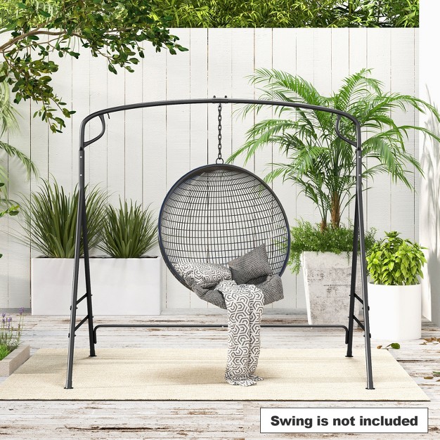 Costway Outdoor Metal Swing Frame Sturdy A shaped Porch Swing Stand With Extra Side Bars