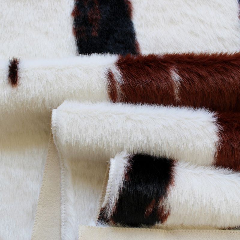 Masada Rugs Masada Rugs 3'x5' Faux Fur Cowhide Area Rug Mat in Brown and White