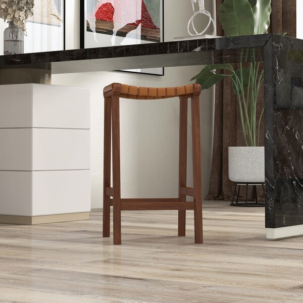 Andy Mid-Century Leather Upholstered Bar Stool