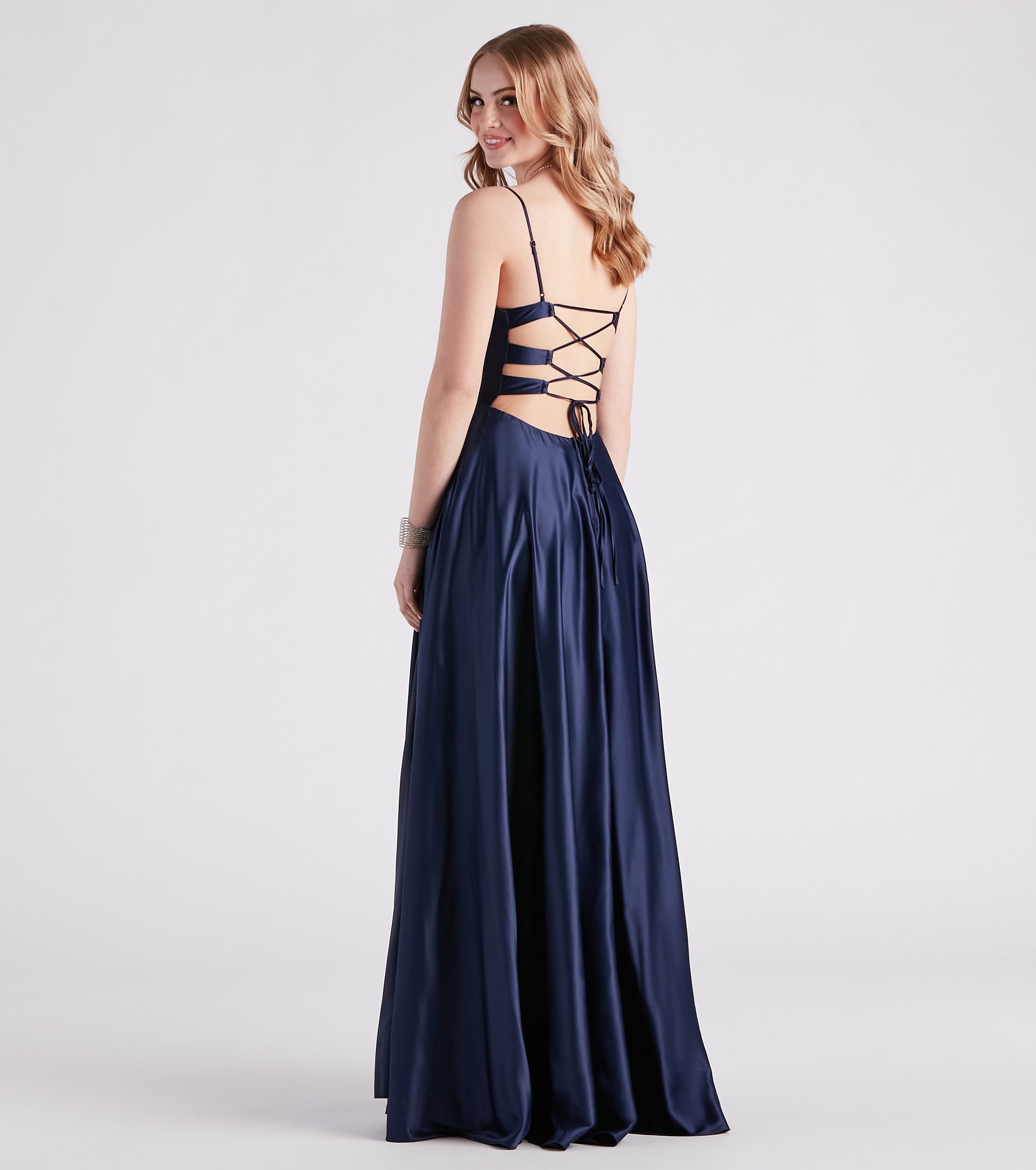 Winslow Formal Satin Lace-Up Dress