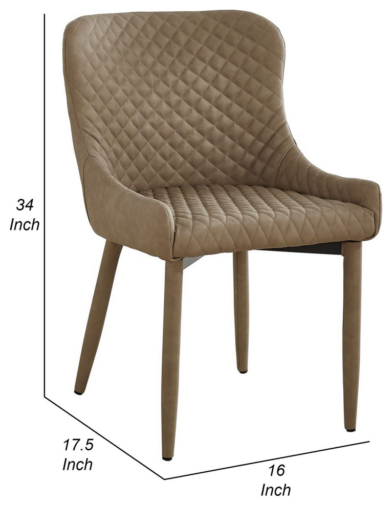 Benzara BM288160 16 quotModern Dining Chair  Beige Vegan Faux Leather  Metal Legs   Contemporary   Dining Chairs   by Uber Bazaar  Houzz