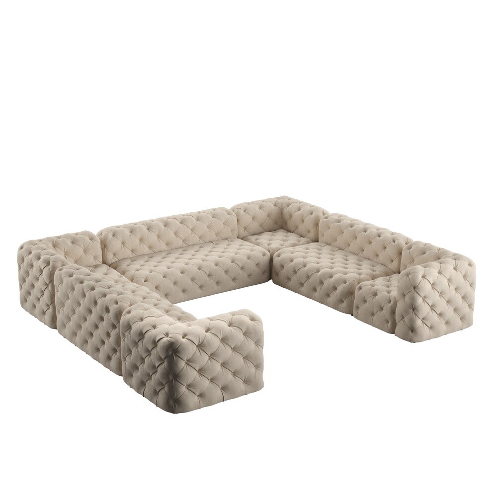 Knightsbridge II Tufted Beige 11 seater U shape Modular Sectional with Arms by iNSPIRE Q Artisan