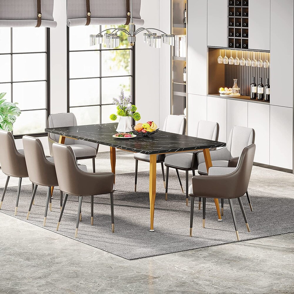 Large Dining Table for 6 to 8  70.9 Inch Kitchen Furniture  Brown/ Black