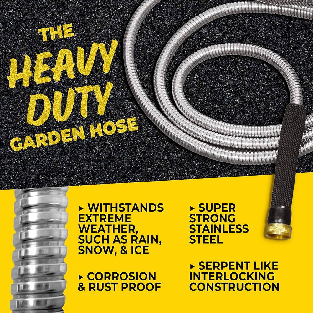 Bionic Steel Pro 58 in. x 100 ft. Heavy-Duty Stainless Steel Garden Hose with Brass Fitting 2430