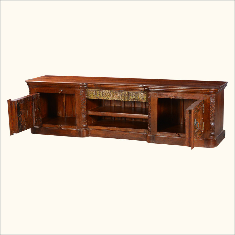 Fusion Gothic Mango  ampReclaimed Wood TV Console Media Cabinet   Traditional   Entertainment Centers And Tv Stands   by Sierra Living Concepts Inc  Houzz