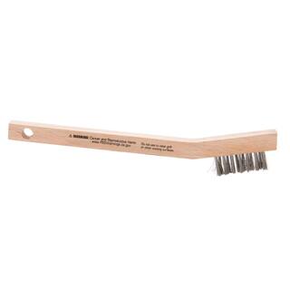 Lincoln Electric 8 in. Long Wooden Handled Stainless Steel Welding Wire Brush (.3 in. x 1.6 in. Bristle Area 3 x 7 Row) KH580