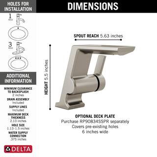 Delta Pivotal Single Handle Single Hole Bathroom Faucet in Lumicoat Stainless 599-SS-PR-MPU-DST