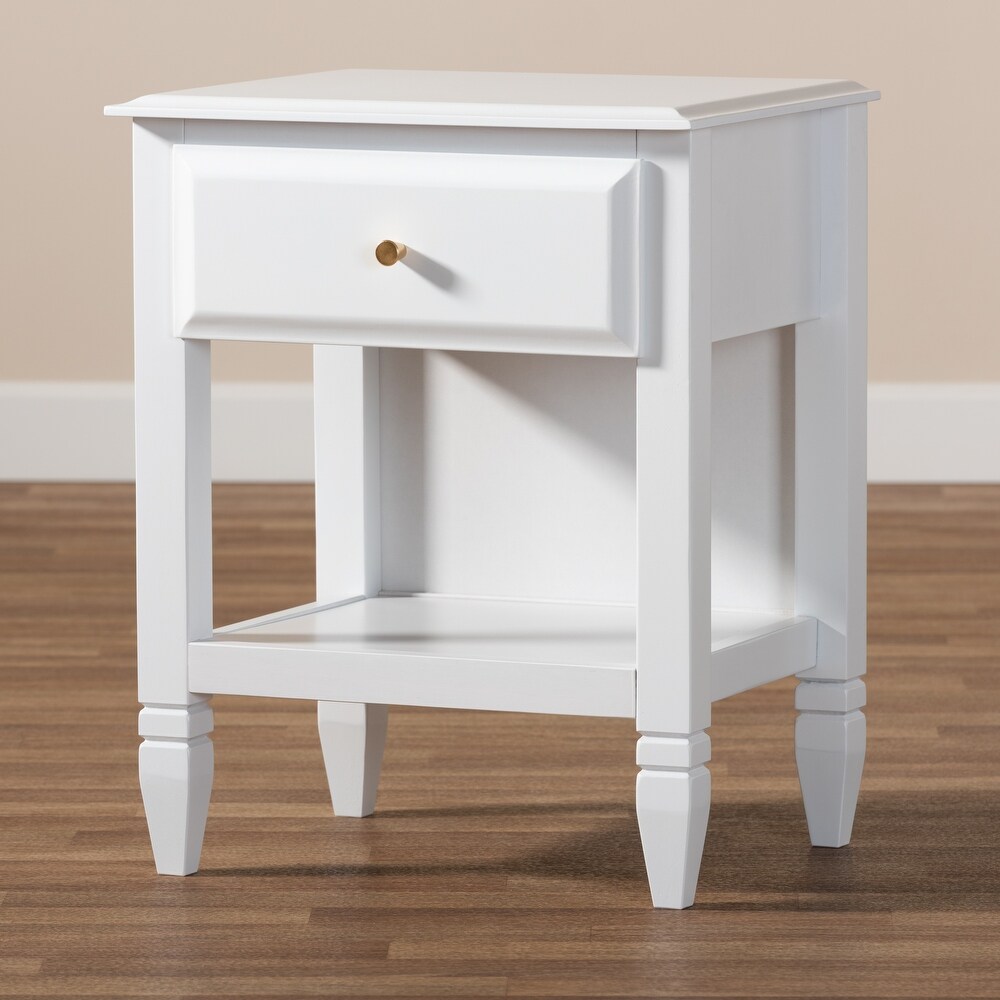 Naomi Classic and Transitional 1 Drawer Bedroom Nightstand