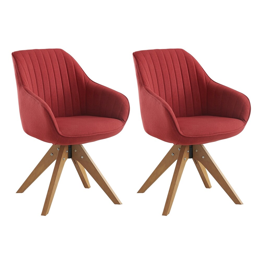 Art Leon Set of 2 Mid century Swivel Dining Chairs with Wood Legs