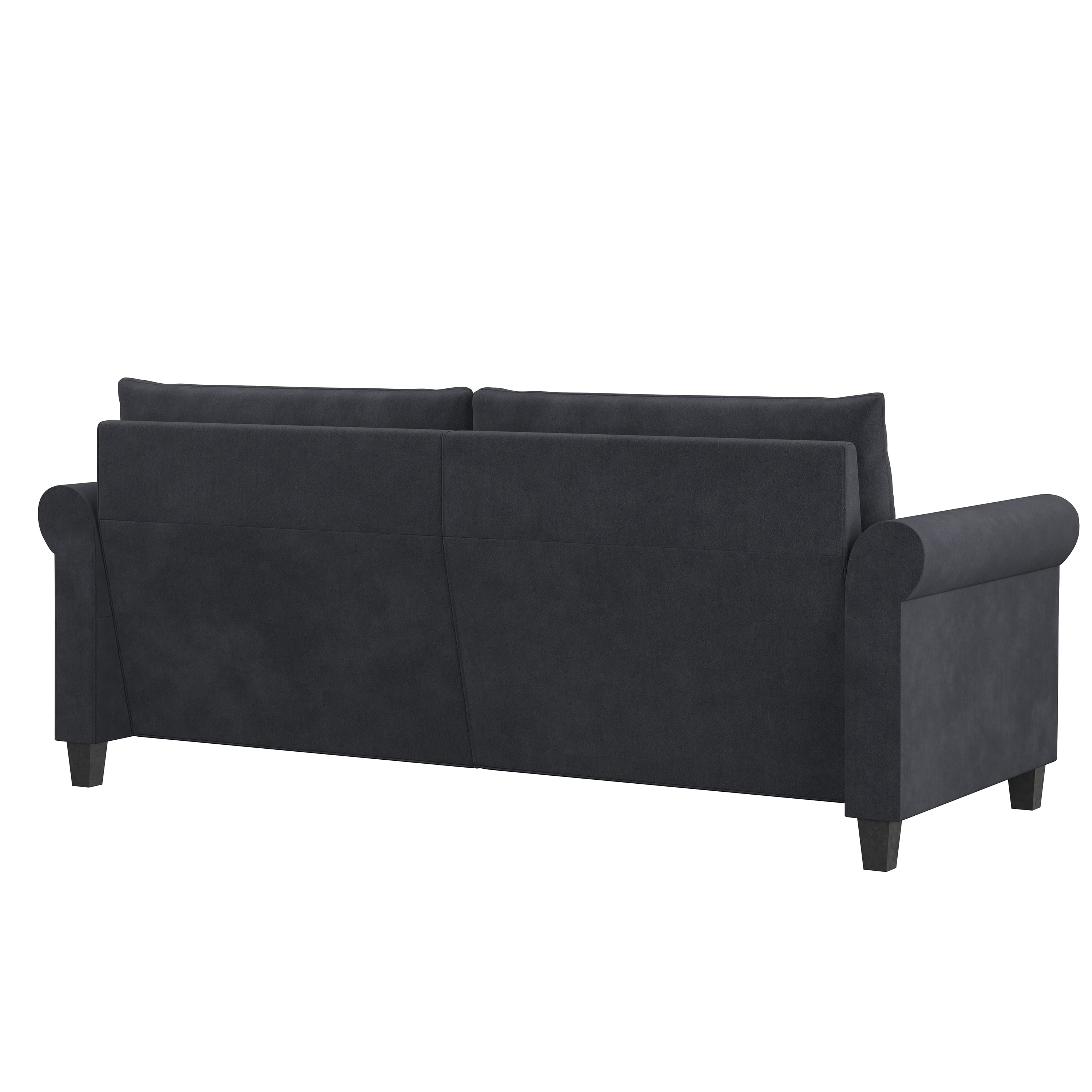 Lifestyle Solutions Fallon Sofa with Nail Head Trim, Charcoal Microfiber