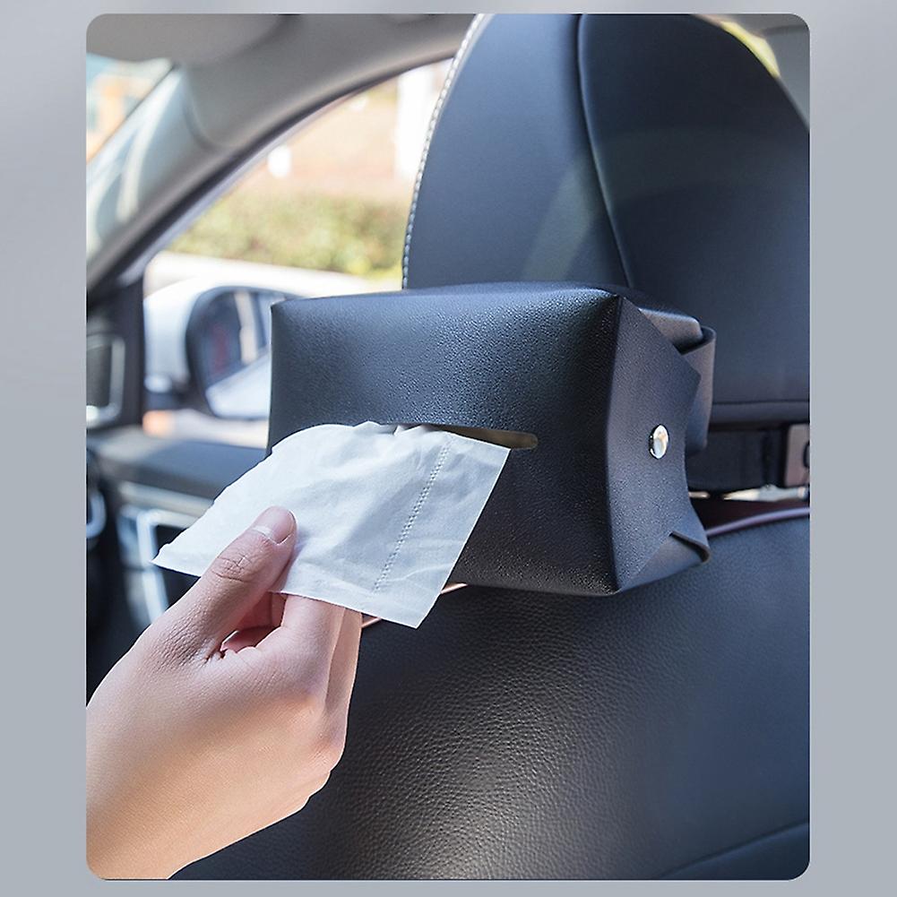 Car Creative Tissue Box For Seat Back Sun Visor Household Leather Paper Box Gray