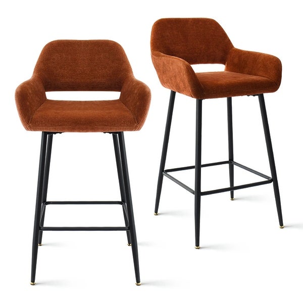 KOSSMAI Set of 2 Counter Bar Stools With Arms