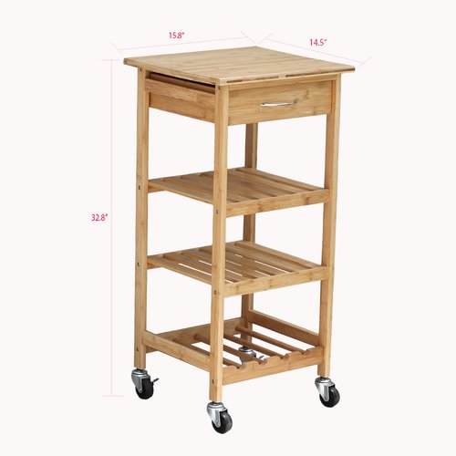 Oceanstar BKC1378 Oceanstar Bamboo Kitchen Trolley