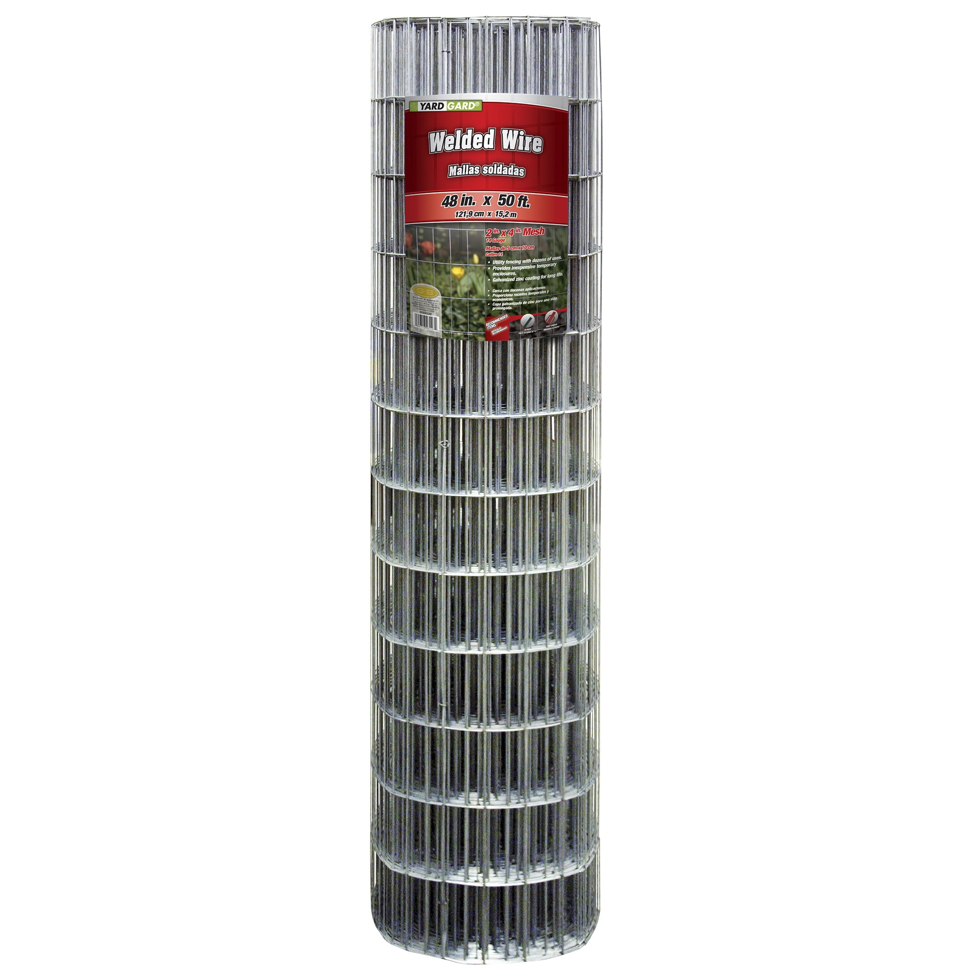 YARDGARD 2 Inch By 4 Inch Mesh, 48 Inch by 50 Foot Galvanized Welded Wire Fence