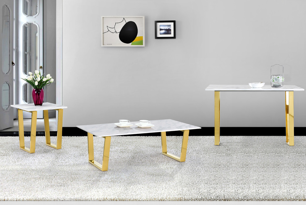 Cameron Gold Coffee Table   Contemporary   Coffee Tables   by HedgeApple  Houzz