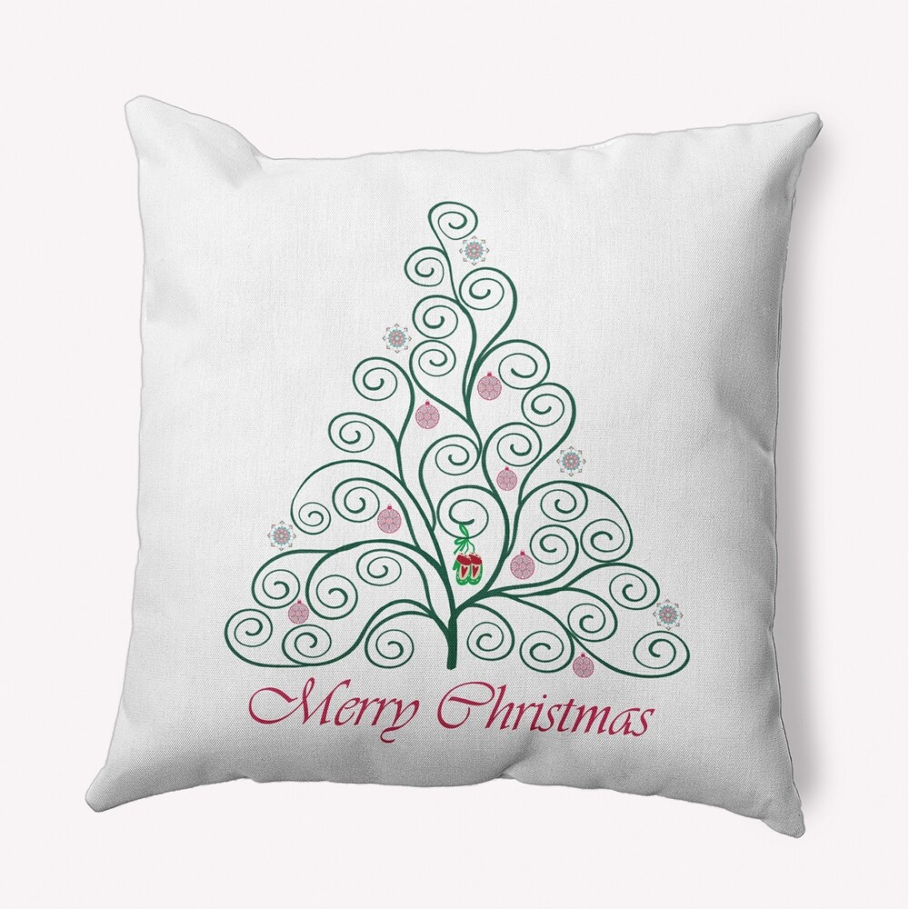 Decorated Filigree Tree Indoor/Outdoor Throw Pillow