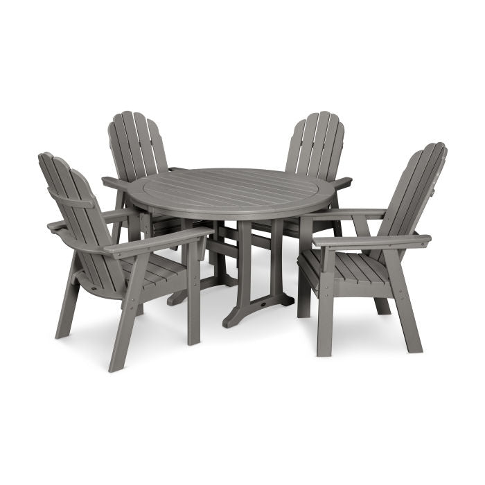 Polywood Vineyard Curveback Adirondack 5-Piece Nautical Trestle Dining Set PWS401-1