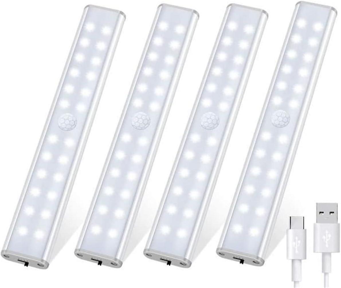 24 Led Closet Lamp - 4 Lighting Modes - Motion Sensor - Usb Rechargeable [4 Pcs]