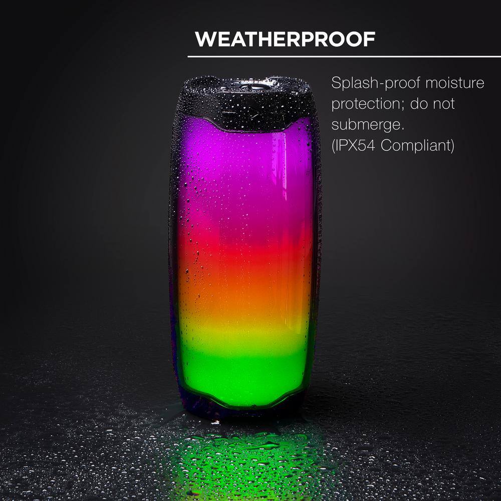 Merkury Innovations Thrill Bluetooth Battery Powered Speaker with Color Changing Lights and Weatherproof Design MI-S073B-101