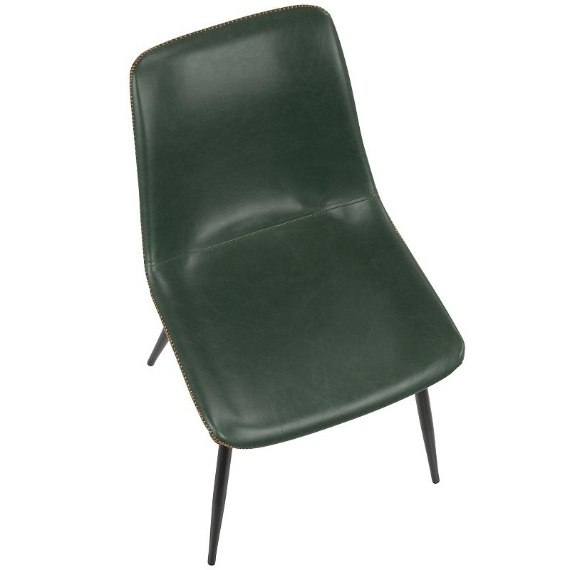 Set of 2 Green Leather and Black Metal Durango Dining Chair  32.25”