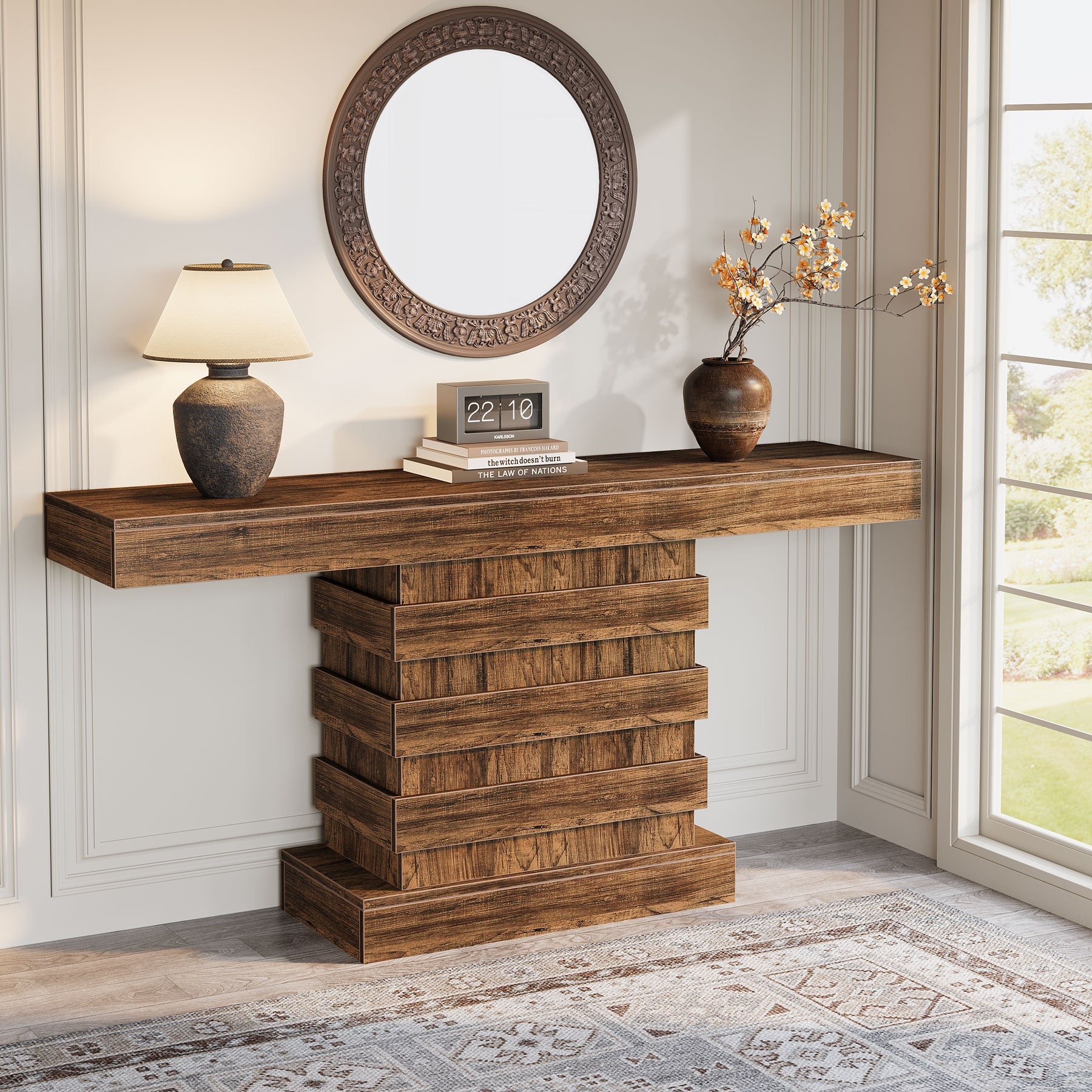 63” Console Table, Farmhouse Sofa Table Narrow Entryway Table