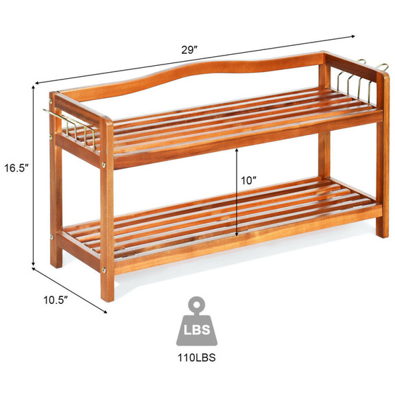 Costway 65738214 5 Tier Acacia Wood Shoe Rack with...