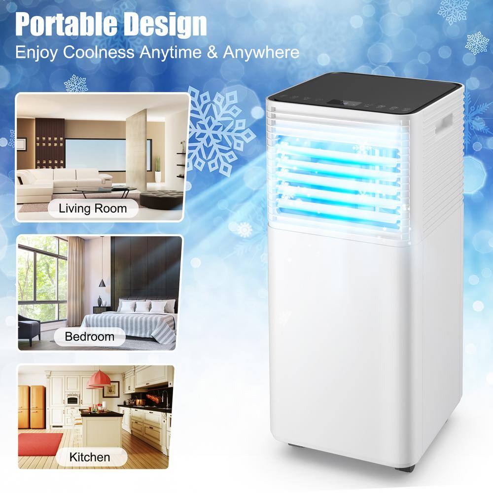 Costway 8000 BTU (ASHRAE) Portable Air Conditioner 3-in-1 Air Cooler with Dehumidifier and Fan Mode in Black FP10110US-BK