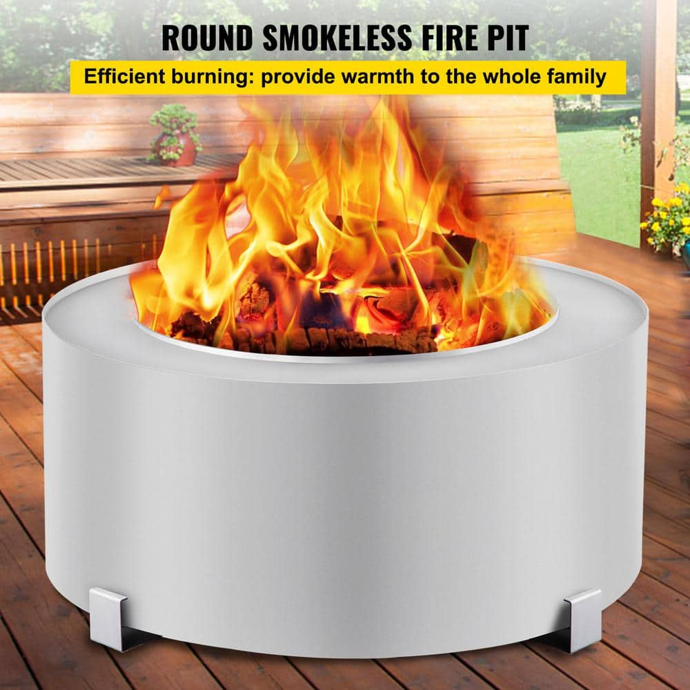 VEVOR Stove Bonfire 26.7 in. Dia Stainless Steel Smokeless Fire Pit Double Wall Design Smokeless Fire Bowl for Picnic Camping YTSYXBXGH28.5DUD9V0