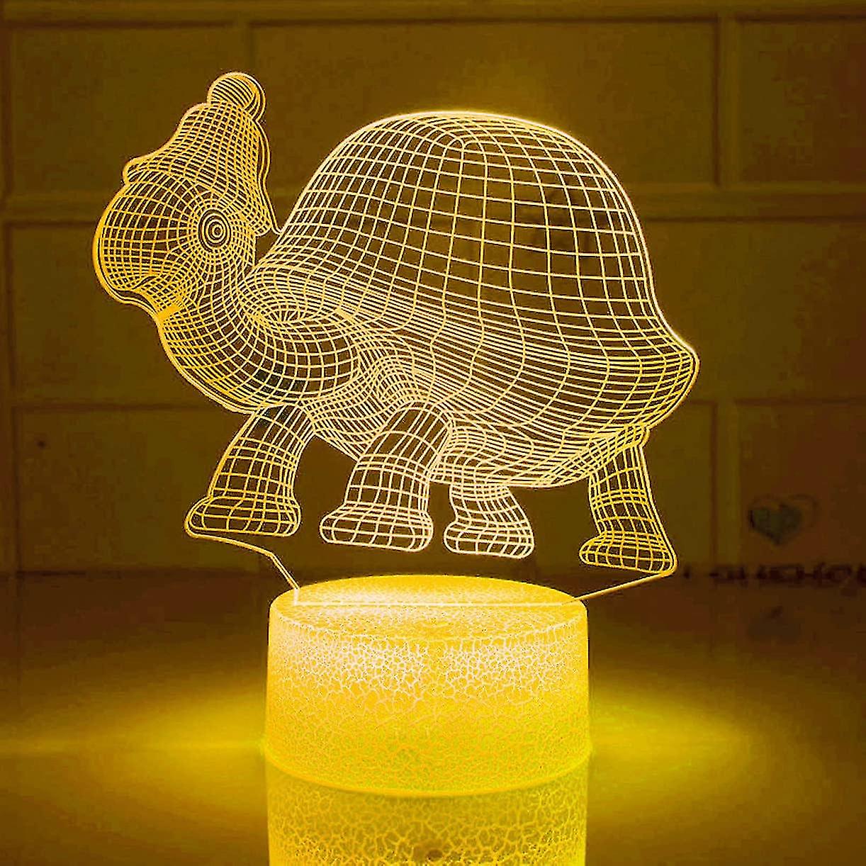 3d Turtle Night Light Lamp Illusion 16 Color Changing Table Desk Decoration Lamps Gift With Acrylic Flat Abs Base Usb Cable Toy