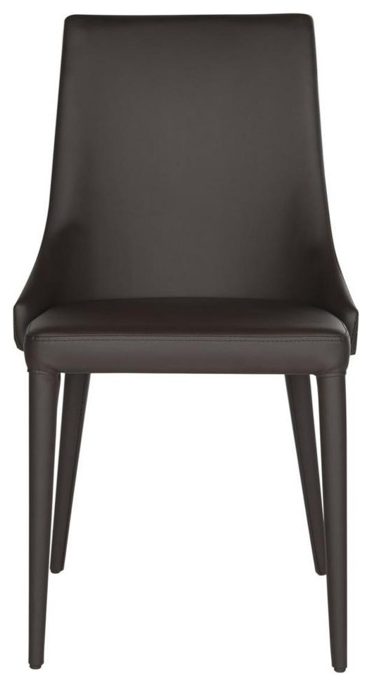 Maysa 19 quotH Leather Side Chair  Set of 2  Brown   Midcentury   Dining Chairs   by V.S.D Furniture  Houzz