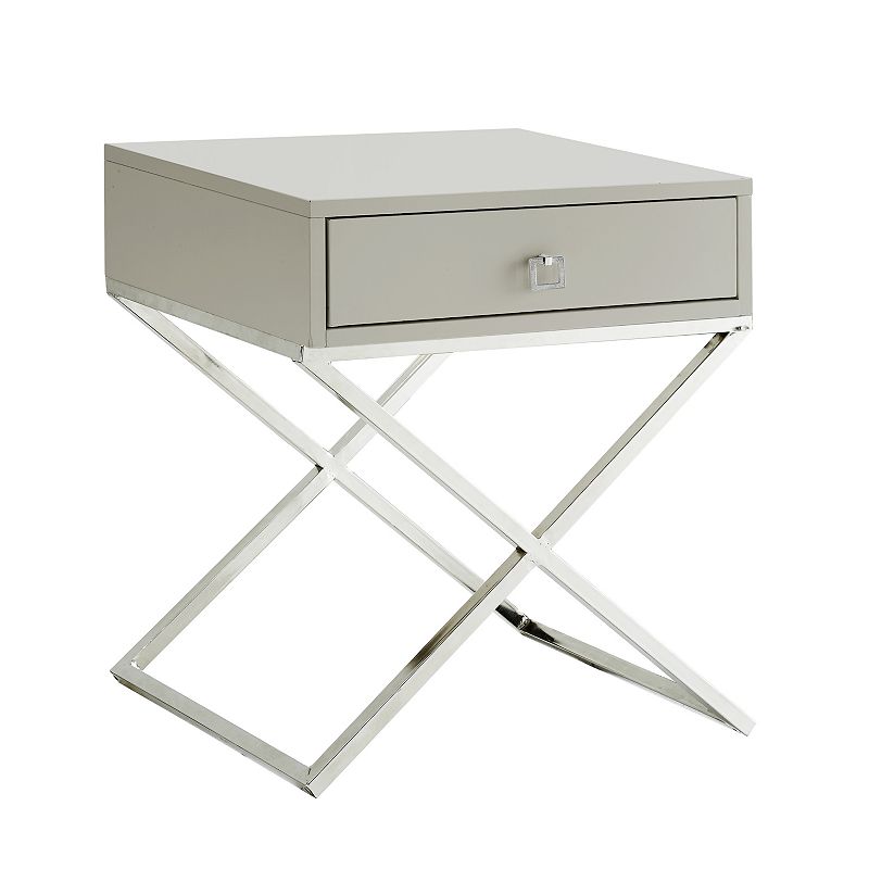 Cassie Side Table Square Lacquer-Finish Chrome