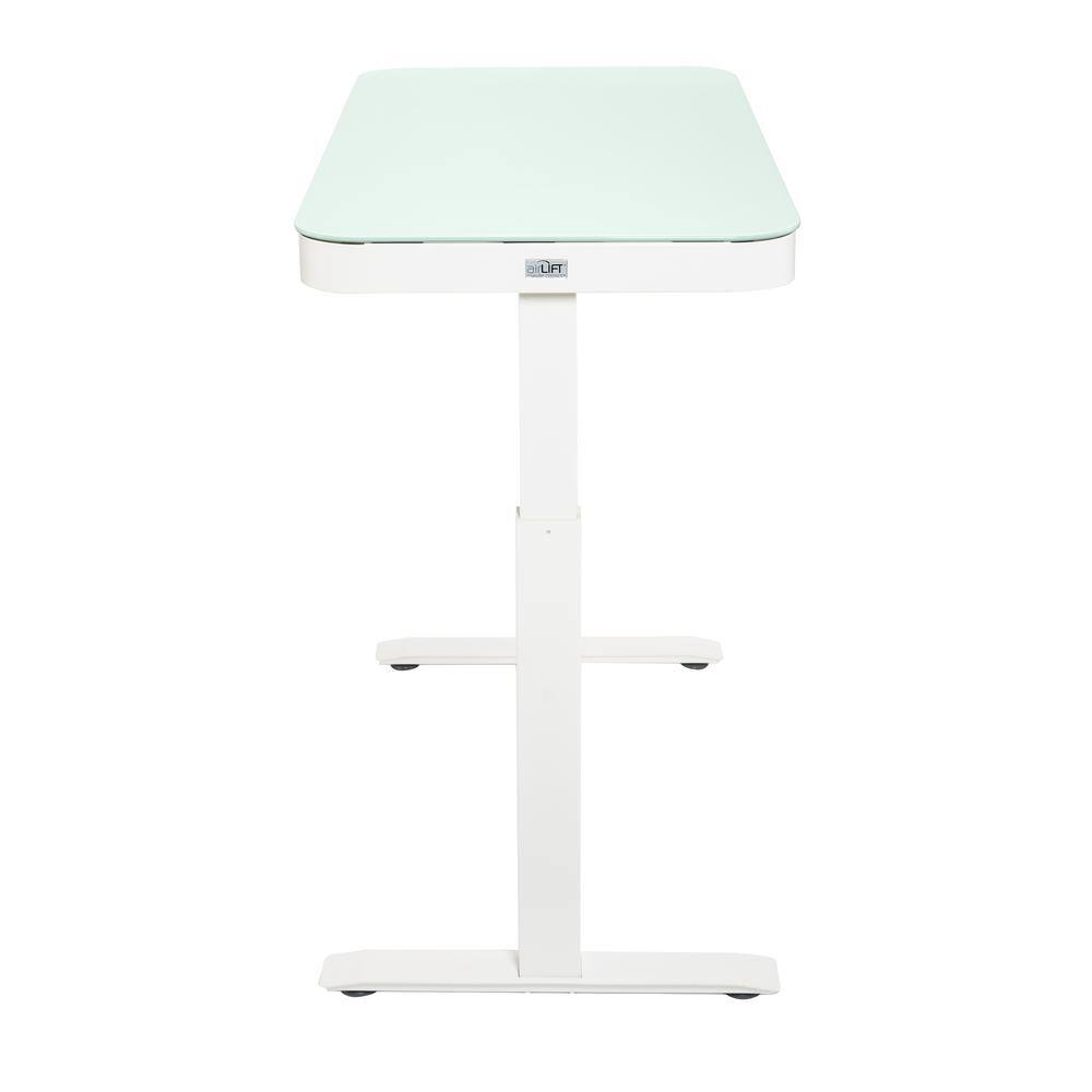 Seville Classics airLIFT 47.5 in. White Rectangular 1-Drawer Electric Standing Desk with Adjustable Height OFF65873