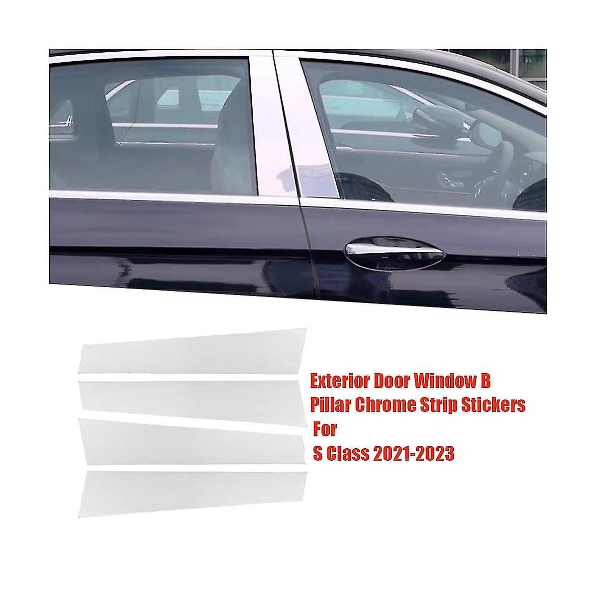 4pcs Exterior Window B Pillar Bright Strip Stickers For S Class 2021-2023 Center Post Aluminum Trim Panel