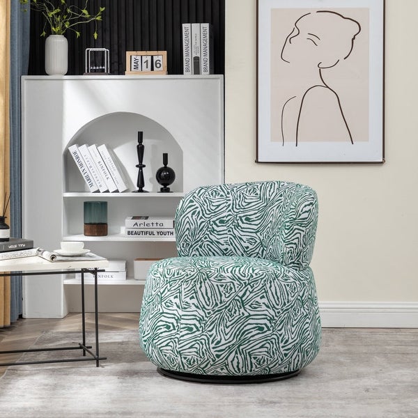 SEYNAR Modern Glam Upholstered Swivel Accent Chair with Black Metal Base