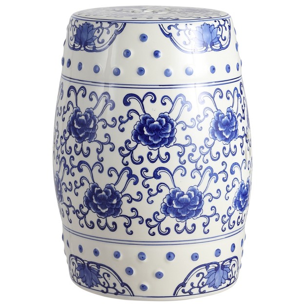 Chinoiserie Ceramic Drum Garden Stool Blue white