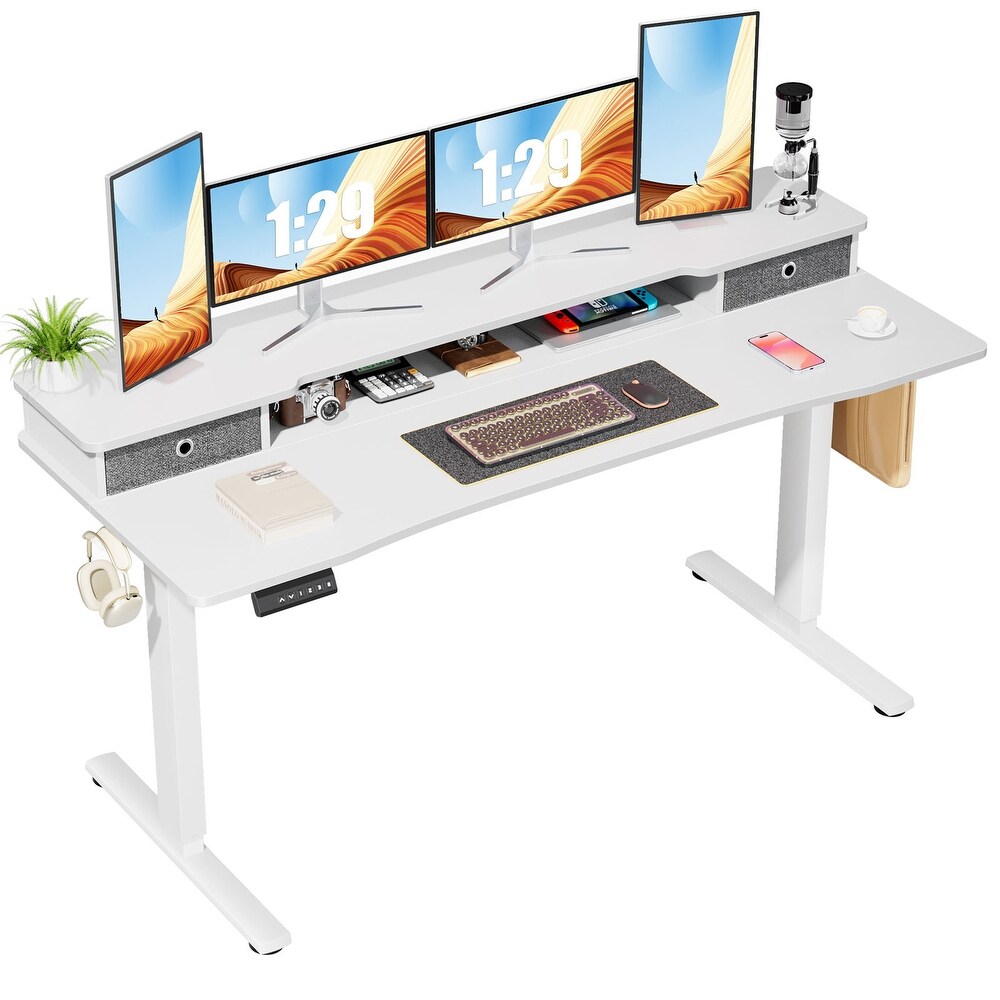 Height Adjustable Electric Standing Desk with 2 Drawer