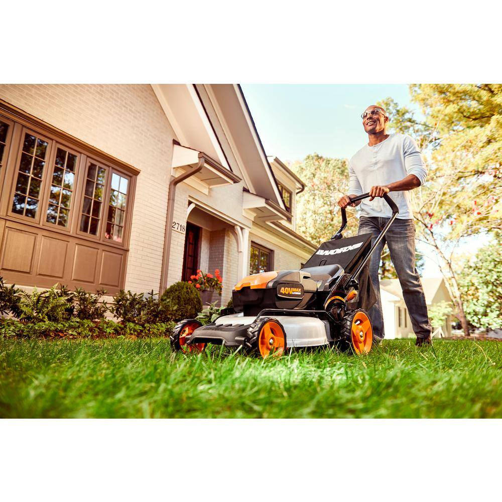 Worx Power Share 20 in. 40-Volt Li-ION Battery 5.0Ah Walk Behind Push Mower w/Mulching and Side Discharge (Tool Only)